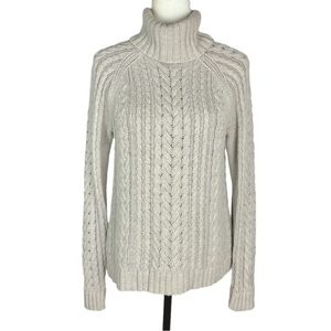 Marled cable knit turtleneck sweater